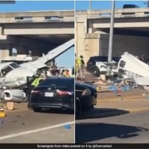 Plane Crashes Into Vehicles On Texas Highway, Splits In Half; 4 Injured