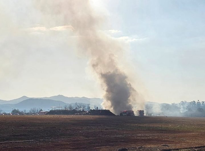 Plane burst into flames after skidding off runway