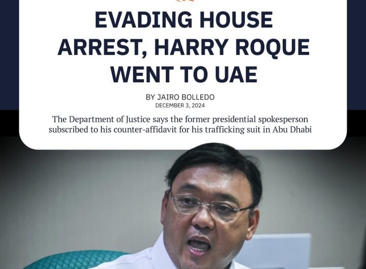 Prosecutor General Richard Fadullon said Roque, who faces a non-bailable trafficking complaint, has subscribed to his counter-affidavit while in Abu D