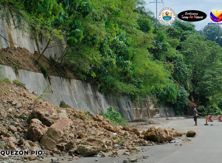 PHOTO: Landslide caused by a ground rupture in Quezon FOR STORY: Ground rupture damages structures in Quezon; 30 families evacuated