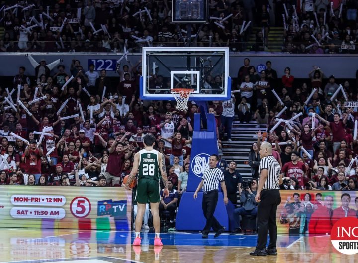 Kevin Quiambao prepares to take freethrows during the final seconds of Game 2 of the UAAP Season 87 men's basketball Finals between La Salle Green Archers and UP Fighting Maroons