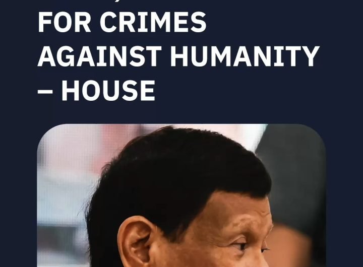 The House of Representatives recommends filing charges of crimes against humanity against former president Rodrigo Duterte over drug war killings.