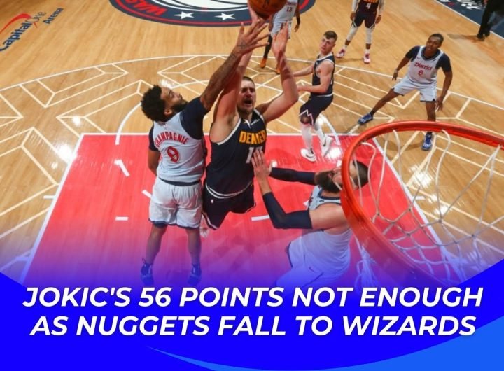 The Washington Wizards withstood a 56-point explosion from Denver star Nikola Jokic to beat the Nuggets 122-113 on Saturday and snap their 16-game NBA