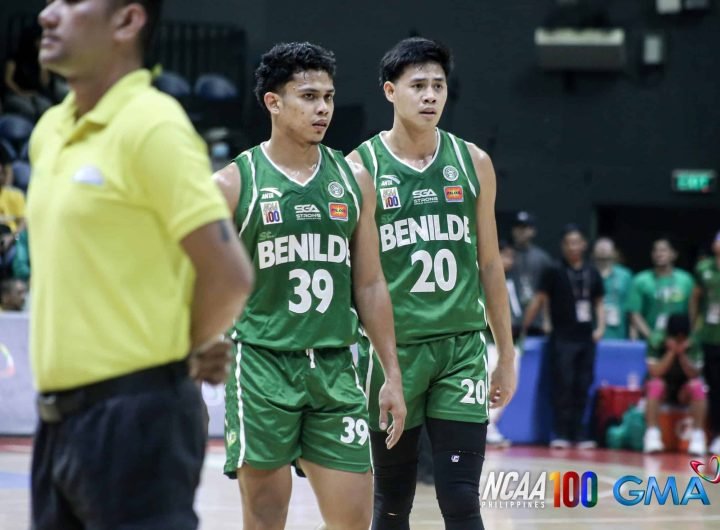 St. Benilde Blazers' Tony Ynot during Game 1 of the NCAA Season 100 men's basketball Finals against Mapua Cardinals.