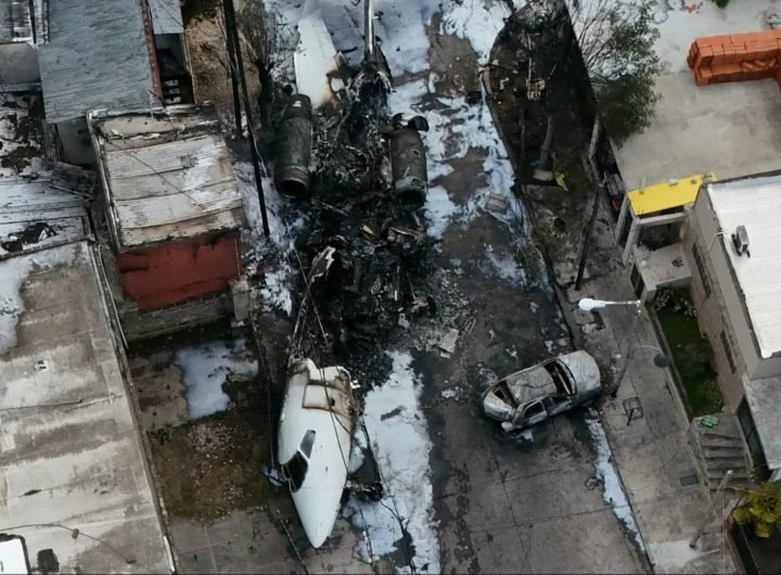 'Two dead' in horror plane crash after jet plunges near airport and crashes into street in Buenos Aires