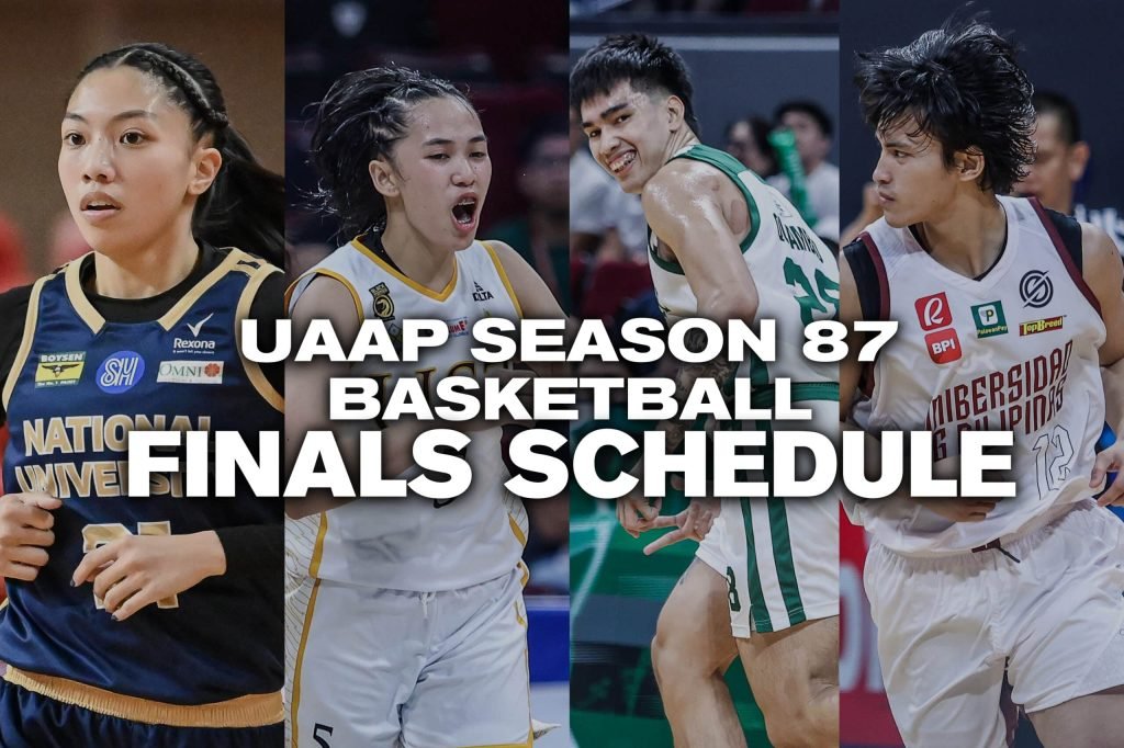 UAAP Season 87 basketball Finals schedule for the men's (La Salle vs UP) and women's (NU vs UST) best-of-three series.