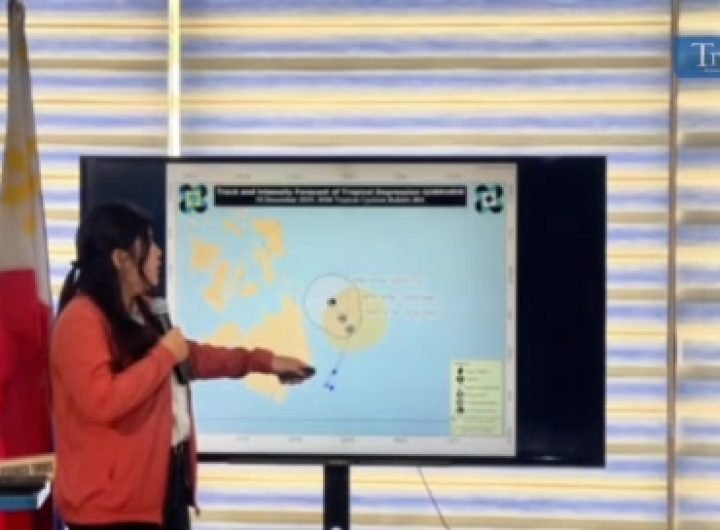 WATCH: PAGASA meteorologist Veronica Torres reports that Tropical Depression “Querubin” continues to move northeastward across the eastern portion of