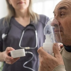 Senior Man Inhalation Treatment Oxygen Therapy