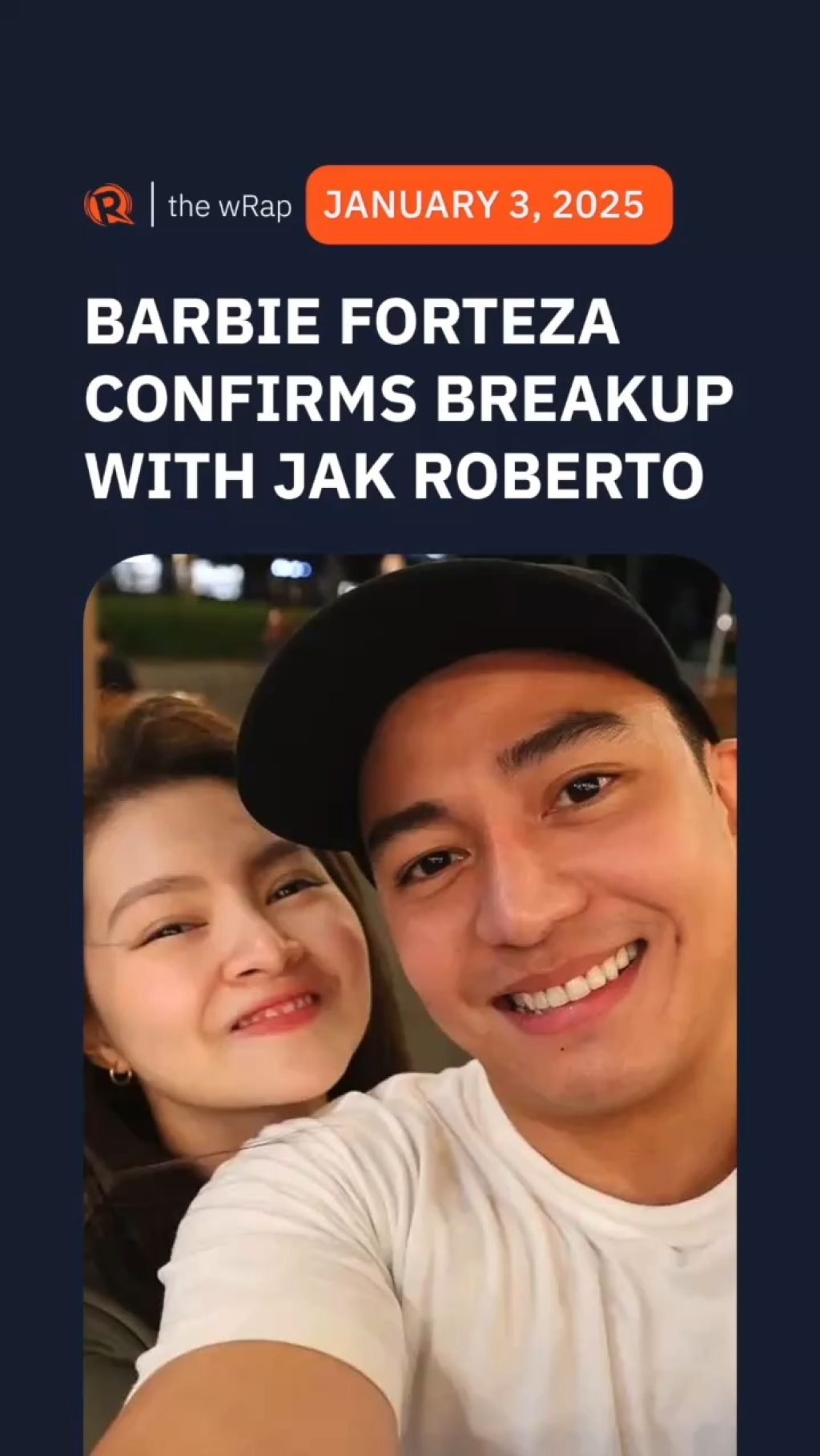 Actress Barbie Forteza confirms her breakup with her longtime boyfriend, actor Jak Roberto, on Thursday night, January 2.