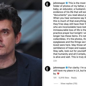 John Mayer Is Praised For Thoughtful LA Fires Instagram Post