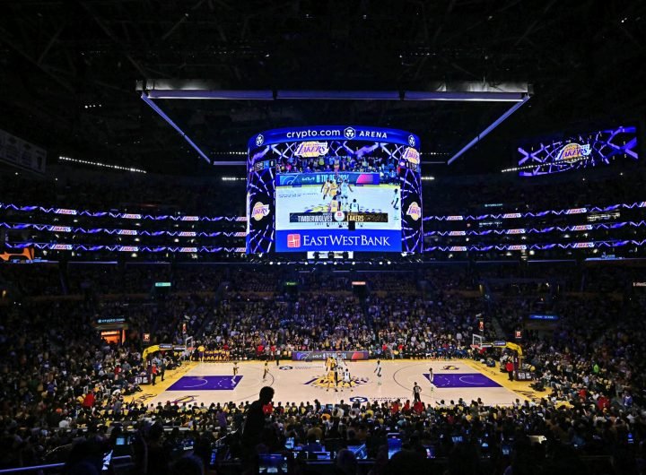 The Los Angeles Lakers play during the NBA game season opener at Crypto Arena in Los Angeles on October 22, 2024.