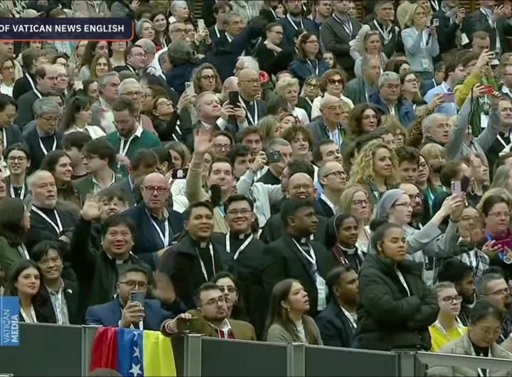 Pope Francis delivers a speech at the Vatican’s Paul VI Hall on Saturday, January 25, for the Jubilee of the World of Communication.