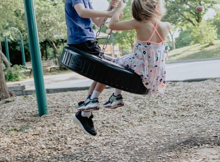 kids on swing