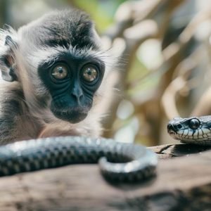 Monkey Looking at Snake