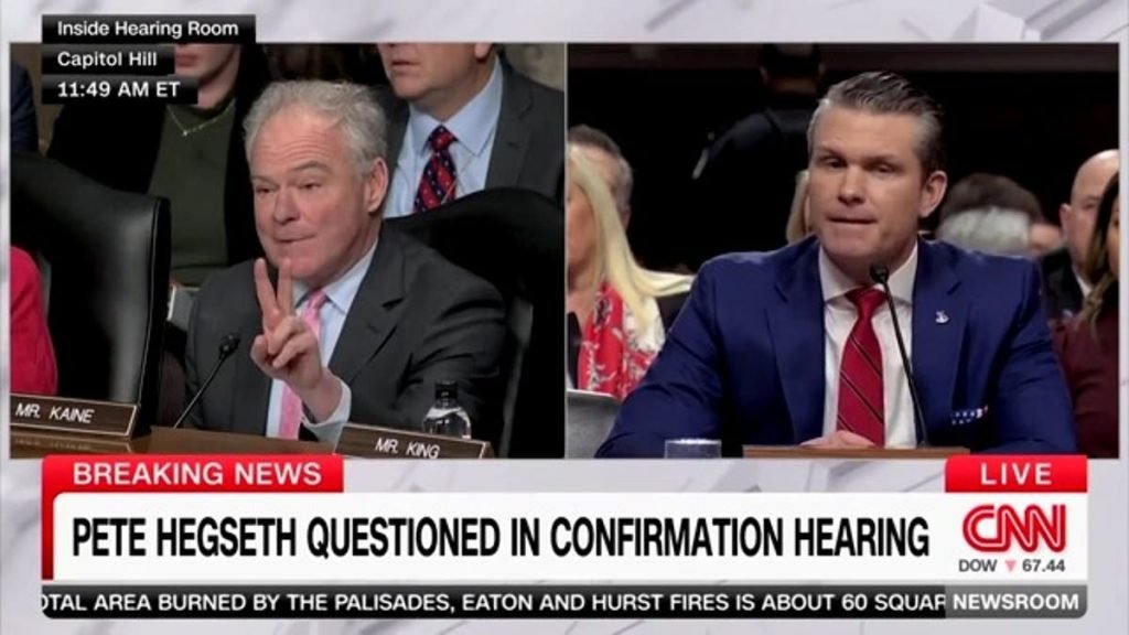 Squirmy Pete Hegseth shredded by Democratic senator for cheating on the mother of his child at confirmation hearing