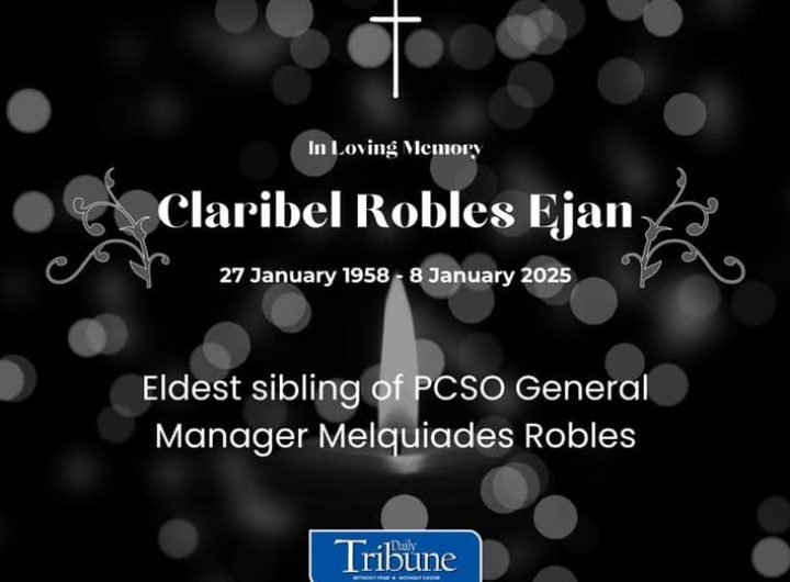 The Philippine Charity Sweepstakes Office (PCSO) on Wednesday announced the passing of Claribel Robles Ejan, eldest sibling of General Manager Melquia