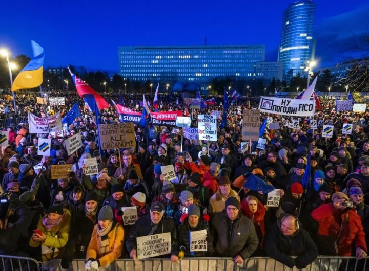 Thousands rally across Slovakia to protest prime minister’s pro-Russia policies