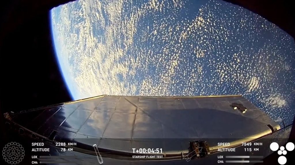 earth as seen from 115 kilometers up by spacex's starship spacecraft